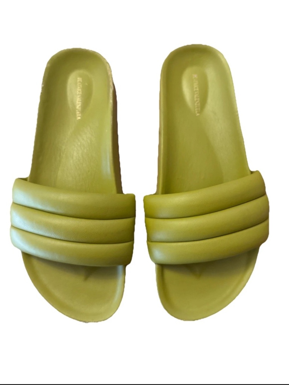 Beatrice Valenzuela Sandalia Monocolor Slide Sandals Green Leather - 5